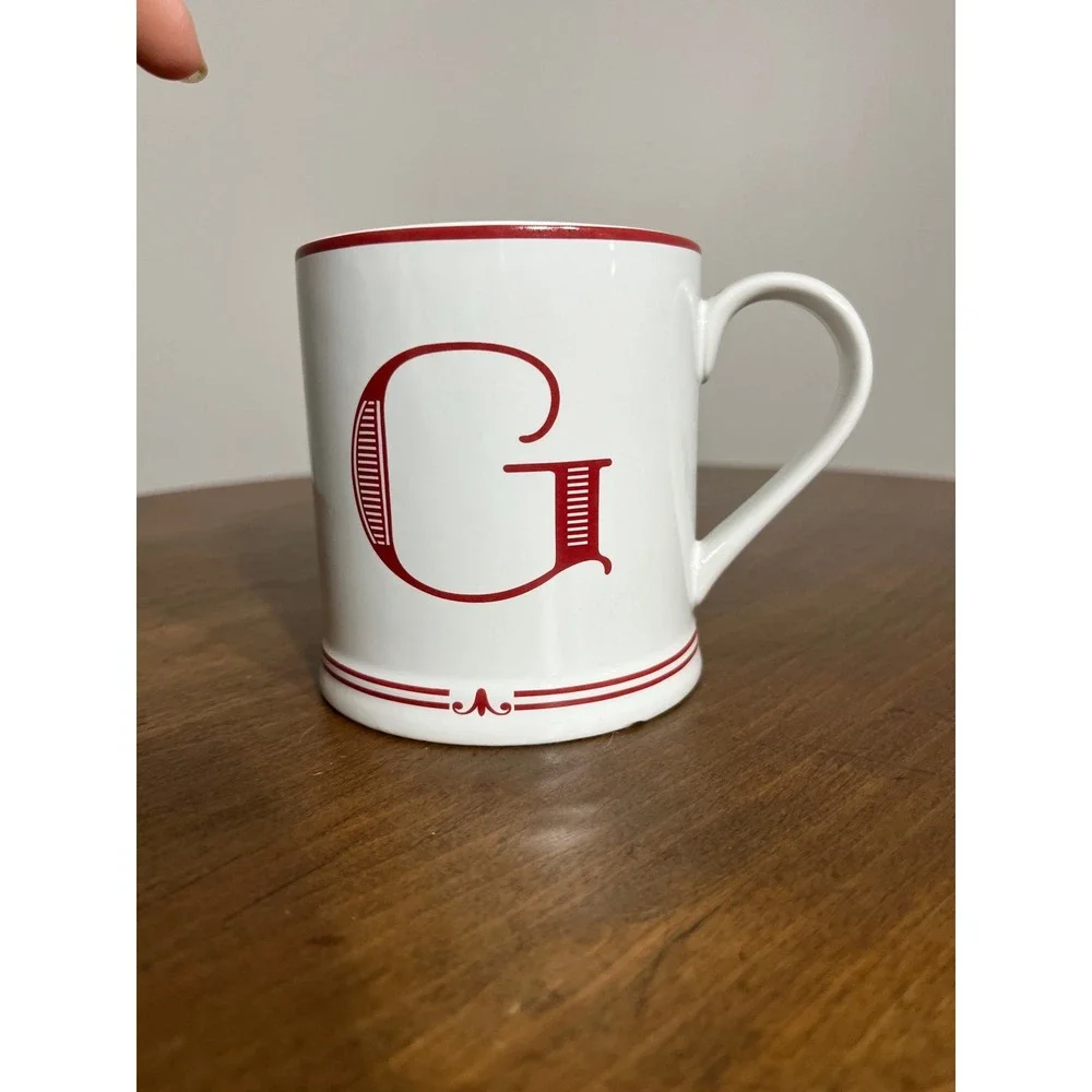 Sur‎ La Table White and Red G Initial Coffee Tea Mug